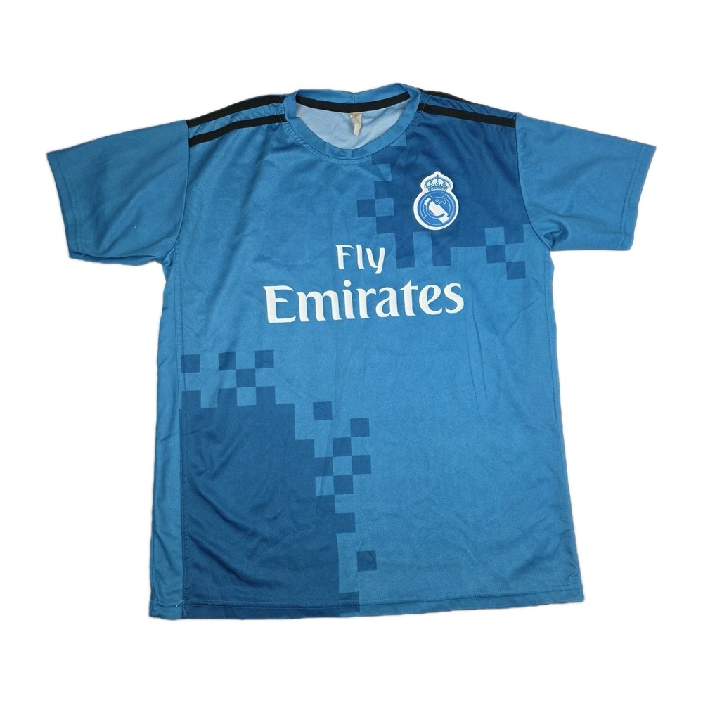 Fly Emirates Soccer Jersey Medium Blue #27 Real Madrid Short Sleeve‎ Sports